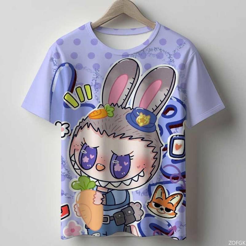 2025 Hot Labubu Cartoon-Druck Kinder-T-Shirts Jungen- und Mädchenkleidung Kinderkleidung Mädchenkleidung 140 von Joom DACH