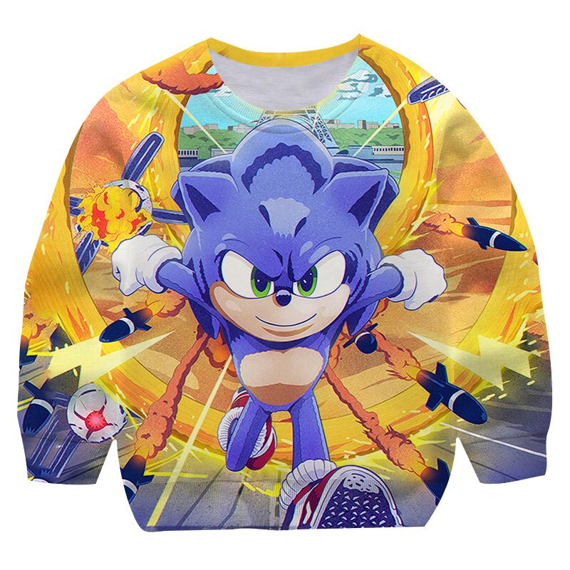 2025 Jahr Neuer Stil Jungen 4-14 Jahre Kleidung Cartoon Sonic Rundhals-Hoodies Mädchen Sweatshirts Hoodie Passform Kindergröße 100-160cm 5-6 Years von Joom DACH