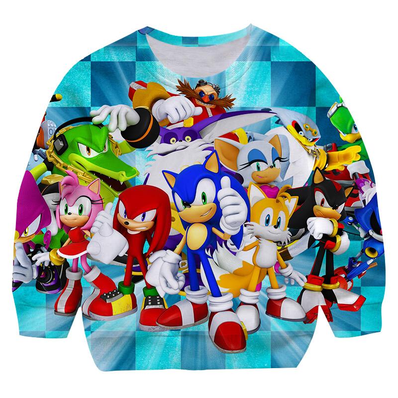 2025 Jahr Neuer Stil Jungen 4-14 Jahre Kleidung Cartoon Sonic Rundhals-Hoodies Mädchen Sweatshirts Hoodie Passform Kindergröße 100-160cm 5-6 Years von Joom DACH