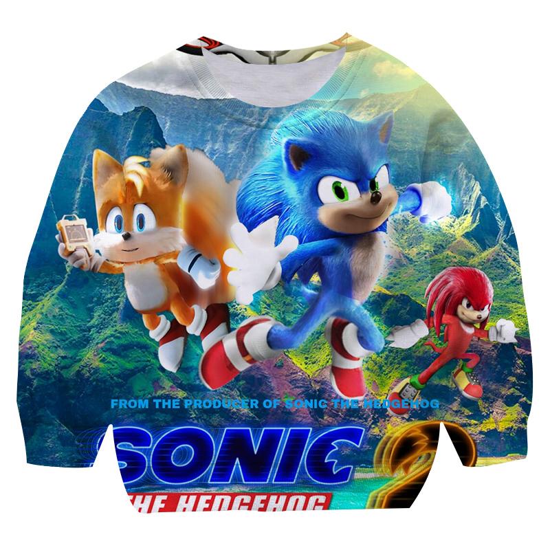 2025 Jahr Neuer Stil Jungen 4-14 Jahre Kleidung Cartoon Sonic Rundhals-Hoodies Mädchen Sweatshirts Hoodie Passform Kindergröße 100-160cm 5-6 Years von Joom DACH