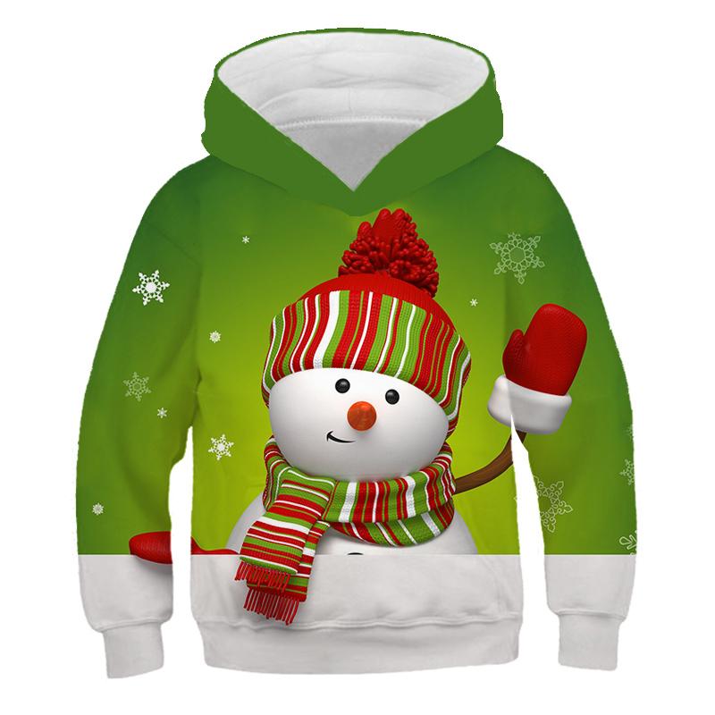 2025 Kinder Frohe Weihnachten Kapuzenpullover Mode Jungen Mädchen Langarm 3D Sweatshirt Jungen Lässig Kinderkleidung 3-14 Jahre Streetwear 13-14 Years von Joom DACH