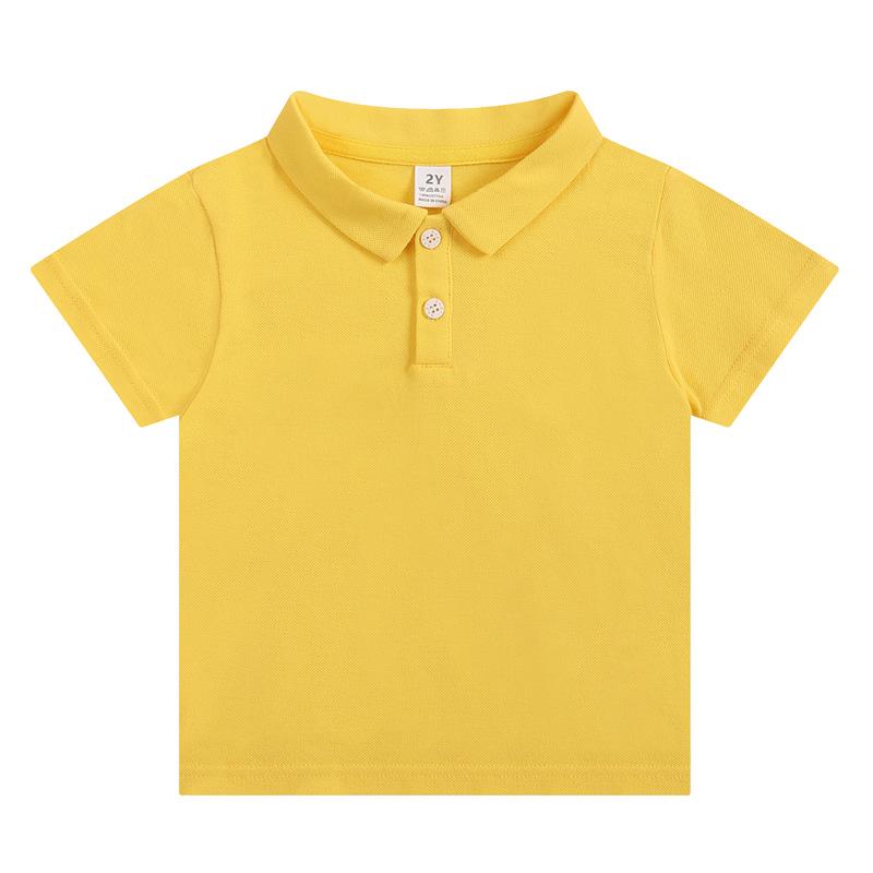 2025 Kinder Polo T-Shirts aus elastischer Baumwolle: Sommer Kurzarm Einfarbig für Jungen & Mädchen, Kleine & Mittlere Größen. 130cm Height (6Y) gelb von Joom DACH