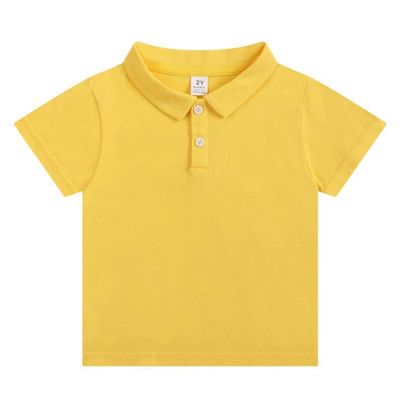 2025 Kinder Polo T-Shirts aus elastischer Baumwolle: Sommer Kurzarm Einfarbig für Jungen & Mädchen, Kleine & Mittlere Größen. 130cm Height (6Y) gelb von Joom DACH
