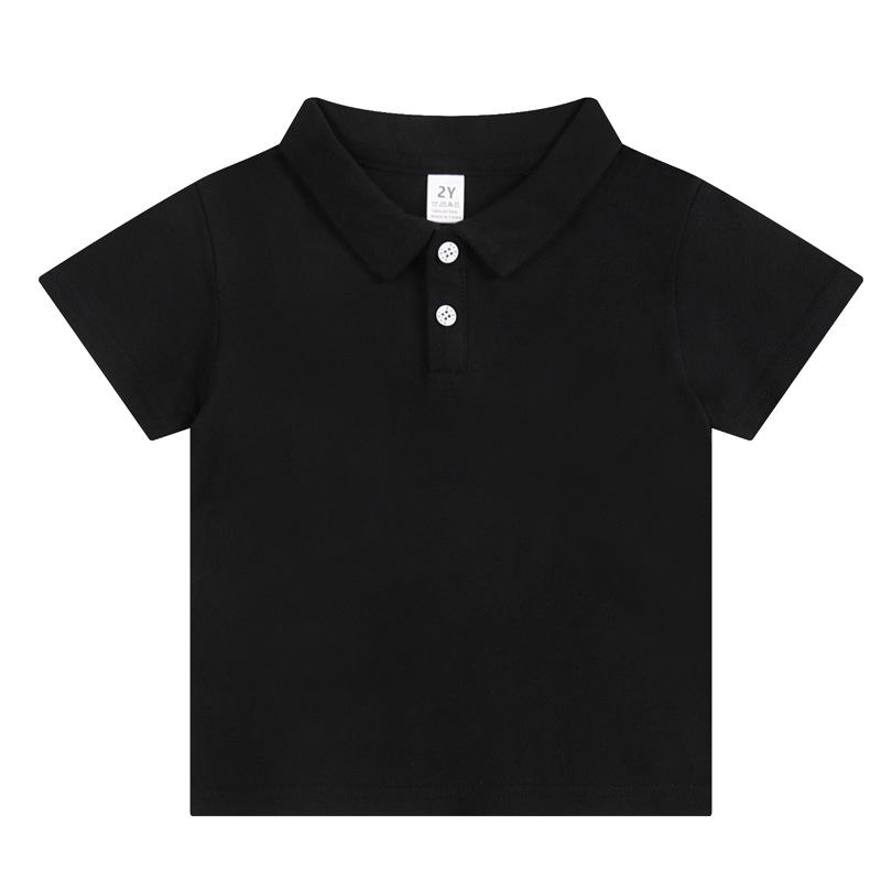 2025 Kinder Polo T-Shirts aus elastischer Baumwolle: Sommer Kurzarm Einfarbig für Jungen & Mädchen, Kleine & Mittlere Größen. 90cm Height (2Y) schwarz von Joom DACH