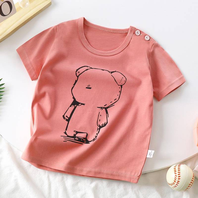 2025 Kinder Reine Baumwolle Cartoon Kurzarm T-Shirts für Jungen & Mädchen - Sommeroberteile im koreanischen Stil 120 cm von Joom DACH