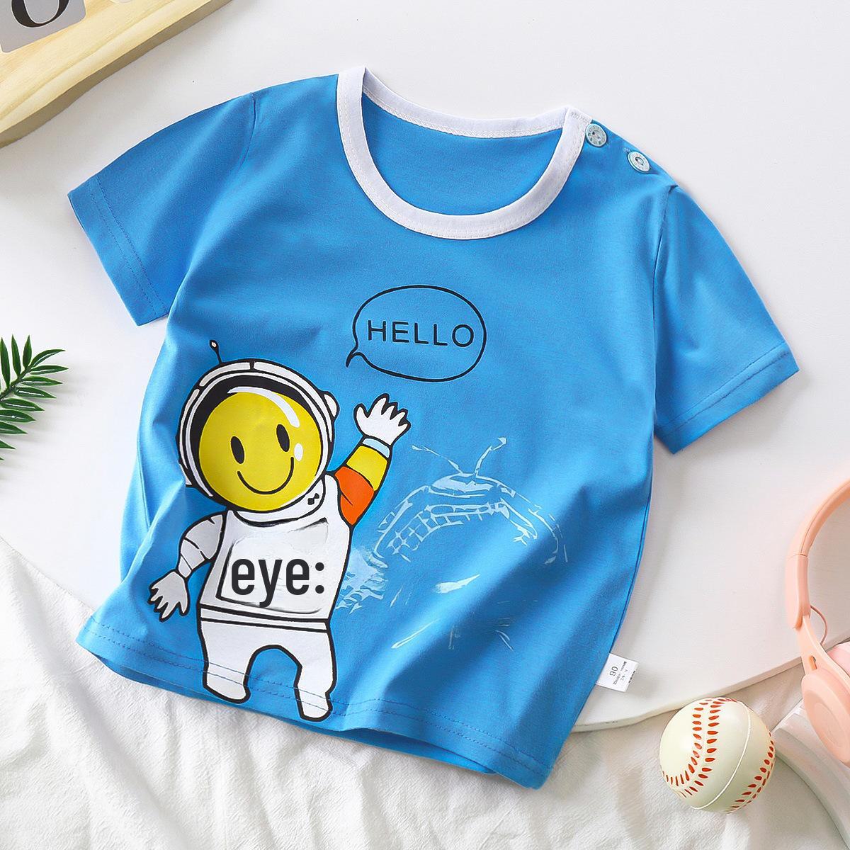 2025 Kinder Reine Baumwolle Cartoon Kurzarm T-Shirts für Jungen & Mädchen - Sommeroberteile im koreanischen Stil 90 cm von Joom DACH