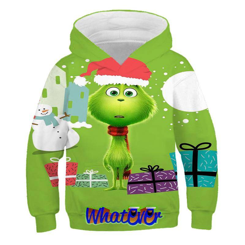 2025 Kinder Weihnachten Grin-Chi Hoodie Kleidung Jungen Mädchen Mode Kapuzenpullover Langarm Oberteil Übergroße Streetwear Vintage Mantel mit Mütze 3-4 Years von Joom DACH
