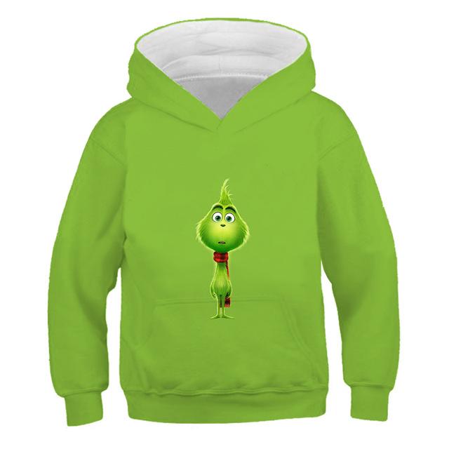 2025 Kinder Weihnachten Grin-Chi Hoodie Kleidung Jungen Mädchen Mode Kapuzenpullover Langarm Oberteil Übergroße Streetwear Vintage Mantel mit Mütze 7-8 Years von Joom DACH