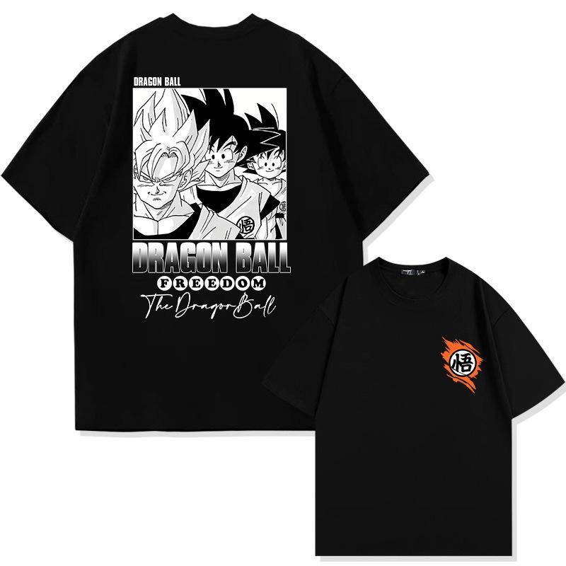 2025 MINISO Anime Dragon Ball T-Shirt Goku Cartoon Sommer T-Shirt Kinder T-Shirt Outdoor Casual Eltern-Kind Tops Trendy Kinder T-Shirts 140 schwarz von Joom DACH