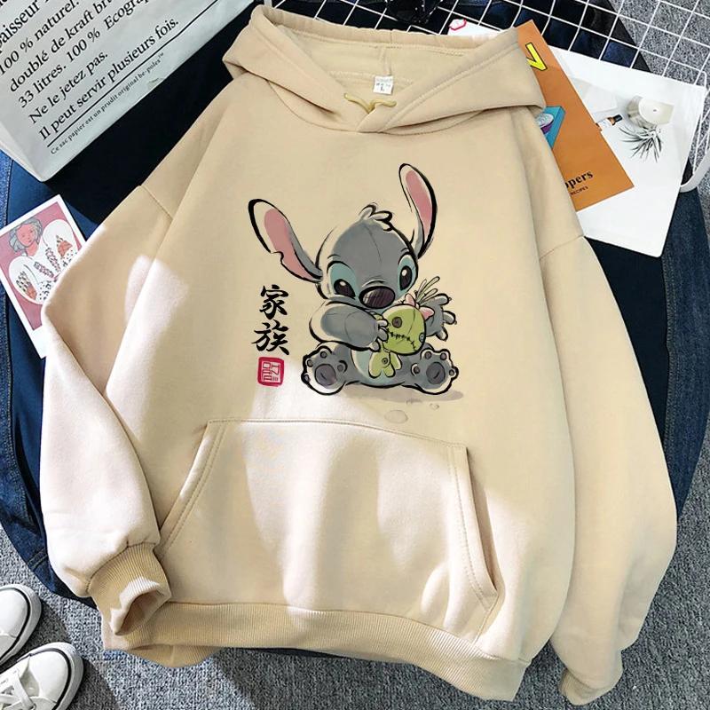 2025 MINISO Cartoon Winter Stitch Hoodies Mädchen Harajuku Niedlich Anime Sweatshirt Manga Streetwear Kapuzenpullover Mädchenkleidung 100 von Joom DACH