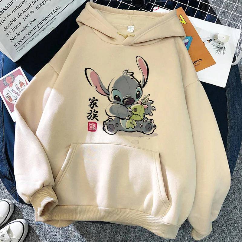 2025 MINISO Cartoon Winter Stitch Hoodies Mädchen Harajuku Niedlich Anime Sweatshirt Manga Streetwear Kapuzenpullover Mädchenkleidung 100 von Joom DACH