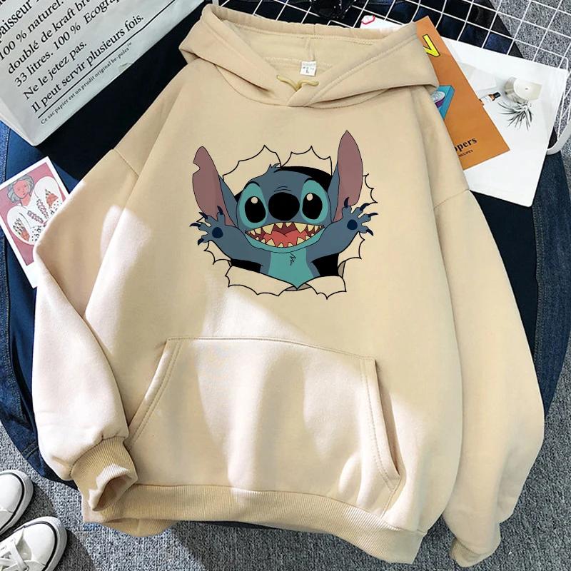 2025 MINISO Cartoon Winter Stitch Hoodies Mädchen Harajuku Niedlich Anime Sweatshirt Manga Streetwear Kapuzenpullover Mädchenkleidung 100 von Joom DACH