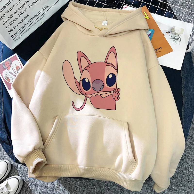 2025 MINISO Cartoon Winter Stitch Hoodies Mädchen Harajuku Niedlich Anime Sweatshirt Manga Streetwear Kapuzenpullover Mädchenkleidung 110 von Joom DACH
