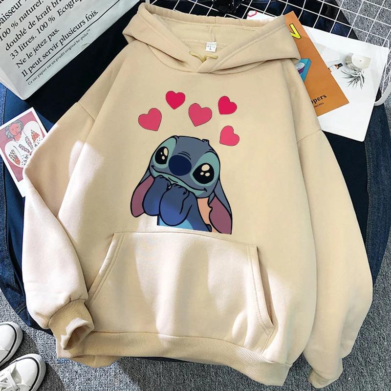 2025 MINISO Cartoon Winter Stitch Hoodies Mädchen Harajuku Niedlich Anime Sweatshirt Manga Streetwear Kapuzenpullover Mädchenkleidung 130 von Joom DACH