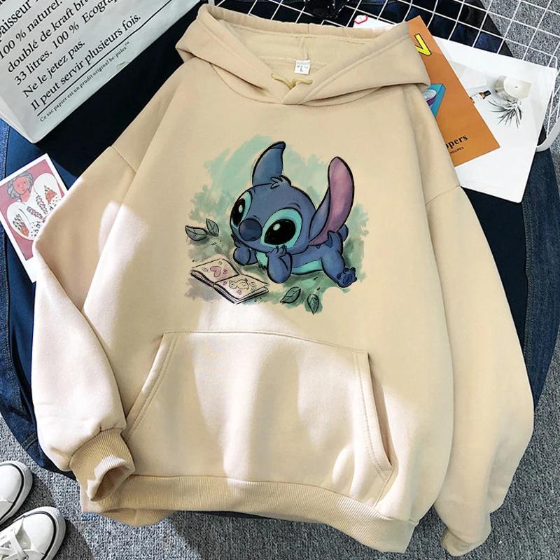 2025 MINISO Cartoon Winter Stitch Hoodies Mädchen Harajuku Niedlich Anime Sweatshirt Manga Streetwear Kapuzenpullover Mädchenkleidung 140 von Joom DACH