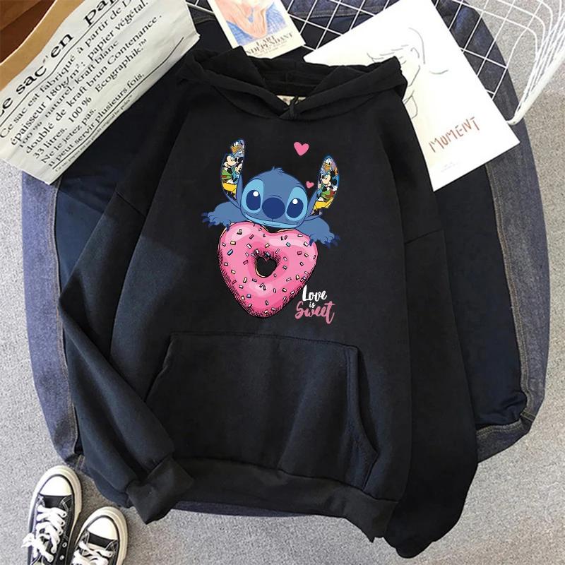 2025 MINISO Cartoon Winter Stitch Hoodies Mädchen Harajuku Niedlich Anime Sweatshirt Manga Streetwear Kapuzenpullover Mädchenkleidung 140 von Joom DACH