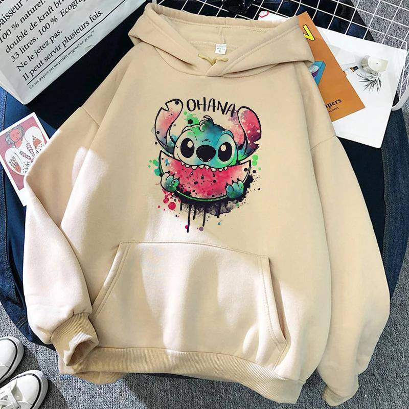 2025 MINISO Cartoon Winter Stitch Hoodies Mädchen Harajuku Niedlich Anime Sweatshirt Manga Streetwear Kapuzenpullover Mädchenkleidung 140 von Joom DACH