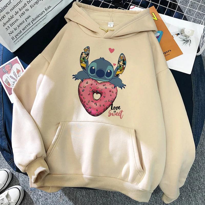 2025 MINISO Cartoon Winter Stitch Hoodies Mädchen Harajuku Niedlich Anime Sweatshirt Manga Streetwear Kapuzenpullover Mädchenkleidung 150 von Joom DACH