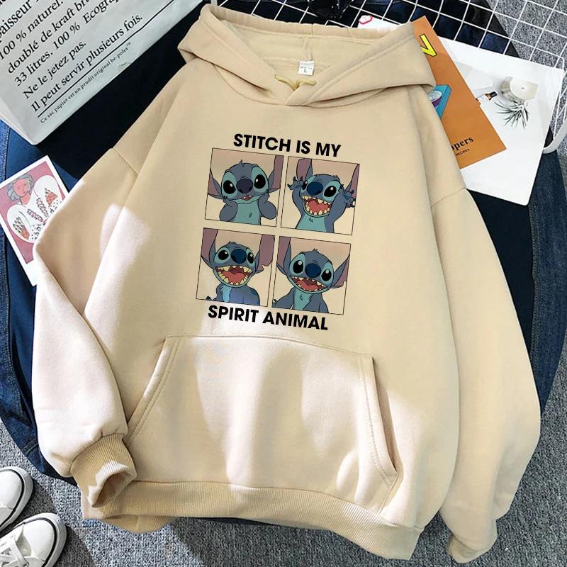 2025 MINISO Cartoon Winter Stitch Hoodies Mädchen Harajuku Niedlich Anime Sweatshirt Manga Streetwear Kapuzenpullover Mädchenkleidung 150 von Joom DACH