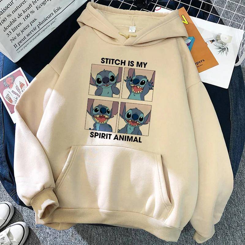 2025 MINISO Cartoon Winter Stitch Hoodies Mädchen Harajuku Niedlich Anime Sweatshirt Manga Streetwear Kapuzenpullover Mädchenkleidung 150 von Joom DACH