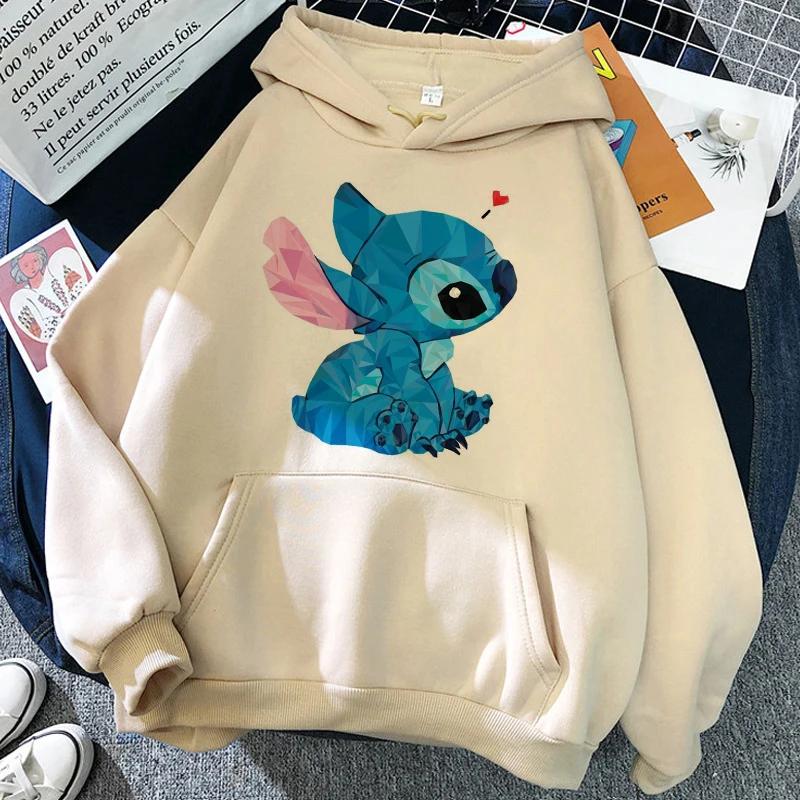 2025 MINISO Cartoon Winter Stitch Hoodies Mädchen Harajuku Niedlich Anime Sweatshirt Manga Streetwear Kapuzenpullover Mädchenkleidung 160 von Joom DACH