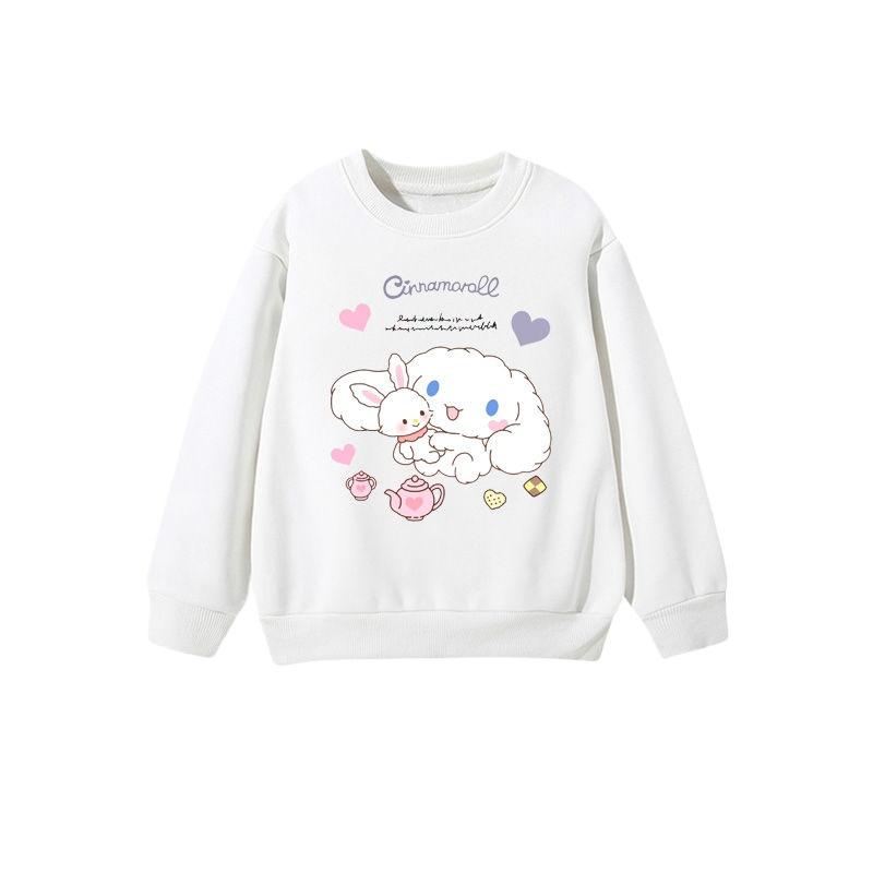 2025 MINISO Kinderbekleidung Niedliche Cinnamoroll Hoodies Cartoon Anime Peripherie Jungen und Mädchen Rundhals-Pullover für Frühling und Herbst 140 beige von Joom DACH