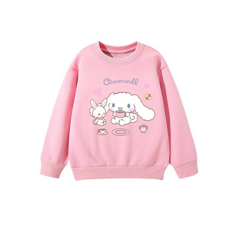 2025 MINISO Kinderbekleidung Niedliche Cinnamoroll Hoodies Cartoon Anime Peripherie Jungen und Mädchen Rundhals-Pullover für Frühling und Herbst 140 himmelblaue von Joom DACH
