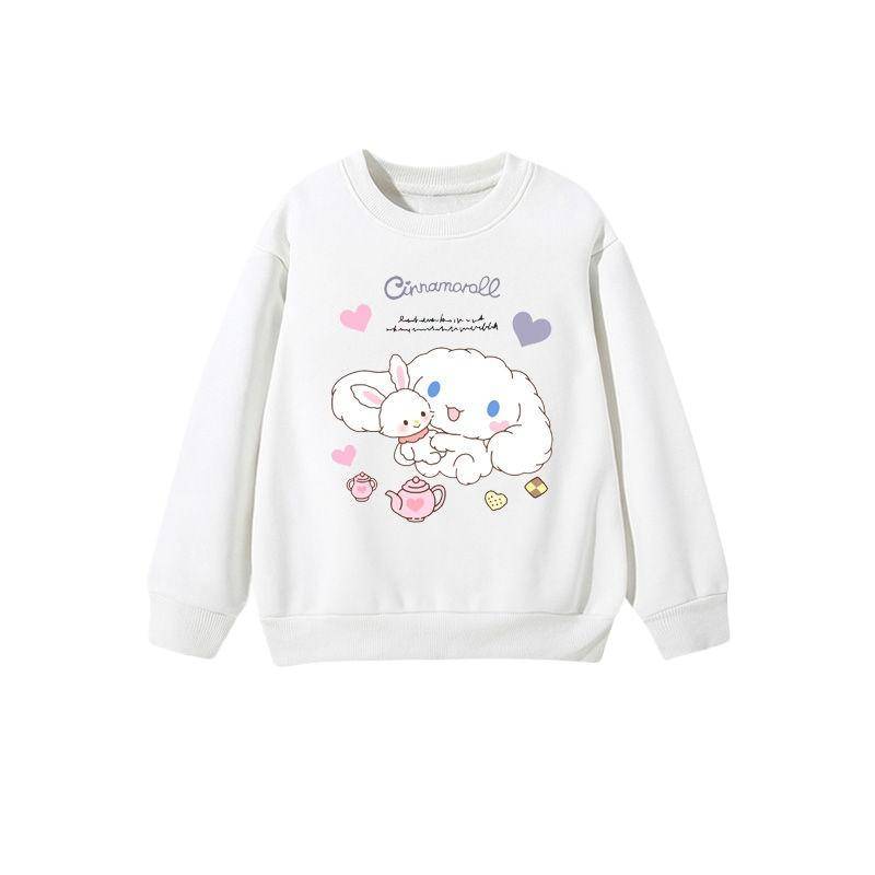 2025 MINISO Kinderbekleidung Niedliche Cinnamoroll Hoodies Cartoon Anime Peripherie Jungen und Mädchen Rundhals-Pullover für Frühling und Herbst 150 beige von Joom DACH