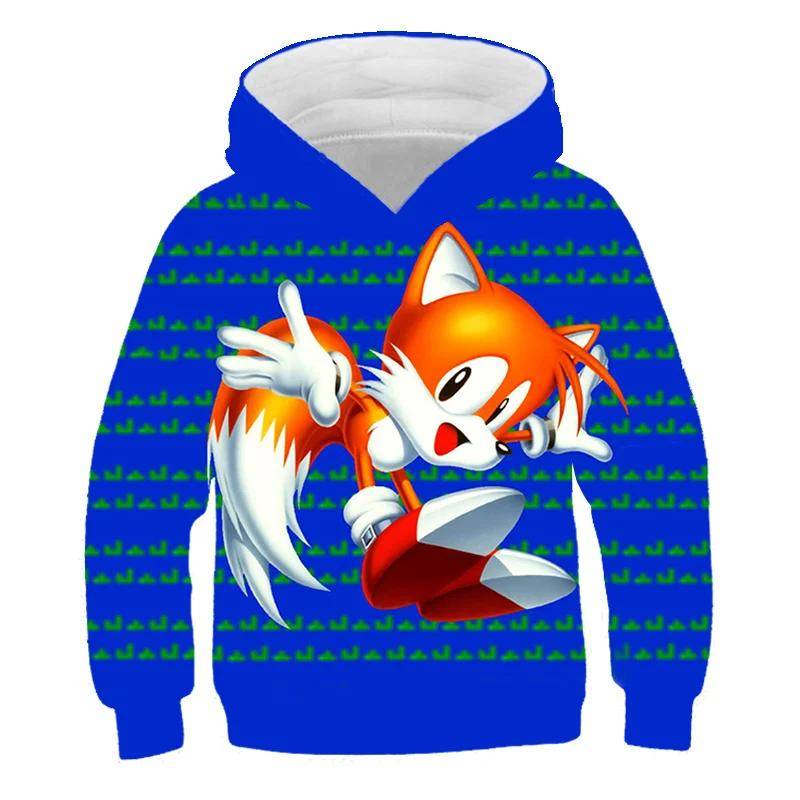 2025 MINISO Kinderkleidung Mode Sonic Hoodie Für Kinder Jungen Mädchen Kinder Herbst Langarm Gedruckt Anime Sweatshirts Coole Tops Tees 110 von Joom DACH