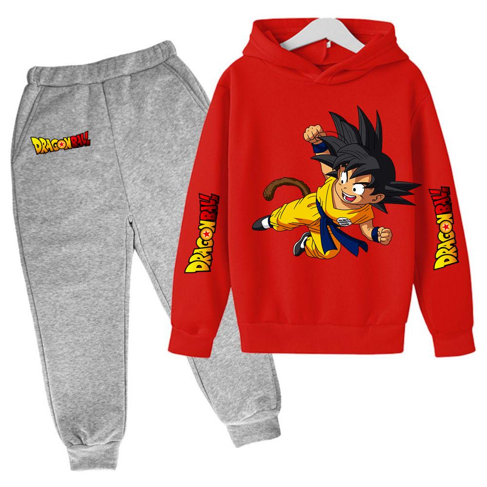 2025 MINISO Neue Winter Dragon BallHoodies + Hosen Kinderkleidung Jungen Goku Sets für Kinder Größen 100-160 Street Suit Kawaii Fashion Tops Anime 120 von Joom DACH