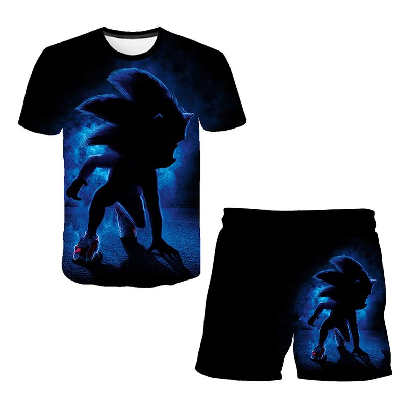 2025 MINISO New Japanese cartoon Sonic 2 T-shirt children's top shorts two-piece set summer boy cartoon cute SONIC T-shirt+beach pants 120 von Joom DACH