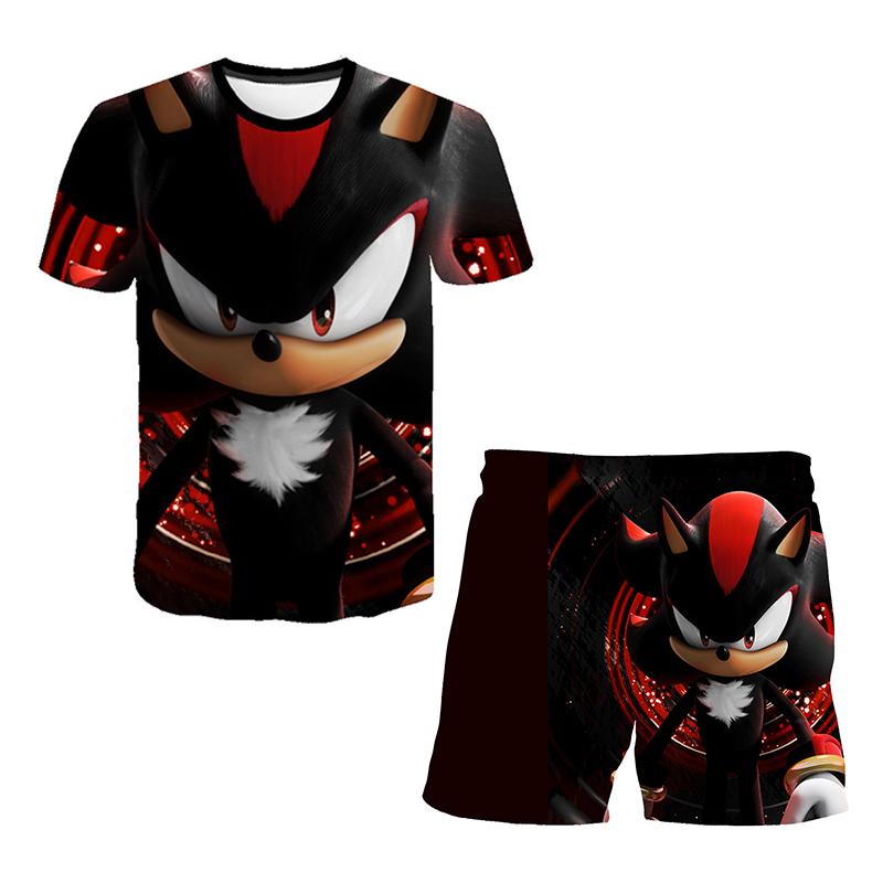 2025 MINISO New Japanese cartoon Sonic 2 T-shirt children's top shorts two-piece set summer boy cartoon cute SONIC T-shirt+beach pants 120 von Joom DACH