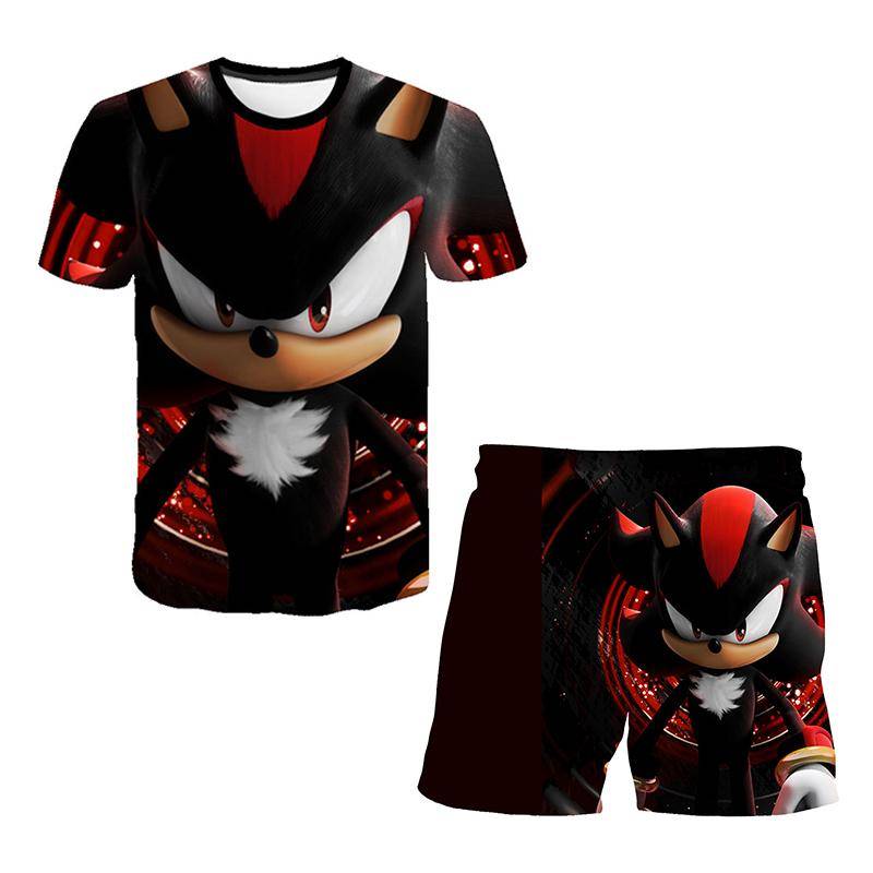 2025 MINISO New Japanese cartoon Sonic 2 T-shirt children's top shorts two-piece set summer boy cartoon cute SONIC T-shirt+beach pants 120 von Joom DACH