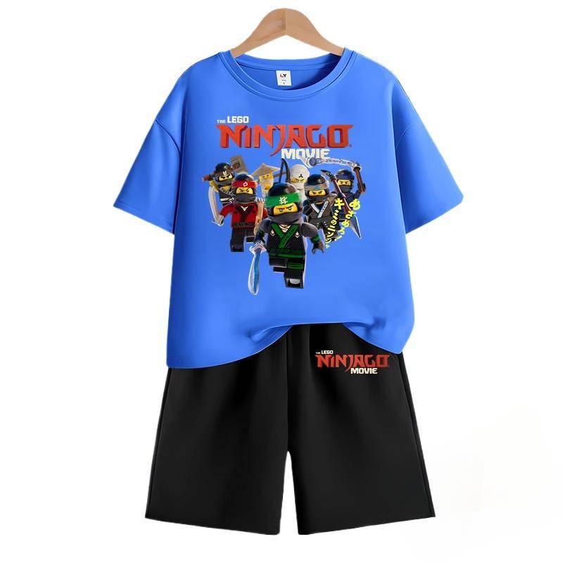 2025 MINISO Ninjago T-Shirts + Shorts Cartoon Anime Druck Jungen und Mädchen Kurzarm Shorts Zweiteiliges Set im Sommer Kinder Kurzarm Set 140 grün von Joom DACH