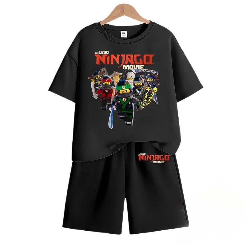 2025 MINISO Ninjago T-Shirts + Shorts Cartoon Anime Druck Jungen und Mädchen Kurzarm Shorts Zweiteiliges Set im Sommer Kinder Kurzarm Set 140 braun von Joom DACH