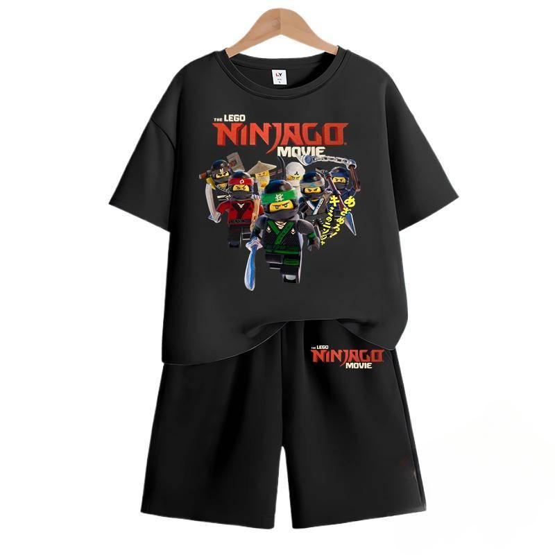 2025 MINISO Ninjago T-Shirts + Shorts Cartoon Anime Druck Jungen und Mädchen Kurzarm Shorts Zweiteiliges Set im Sommer Kinder Kurzarm Set 160 braun von Joom DACH