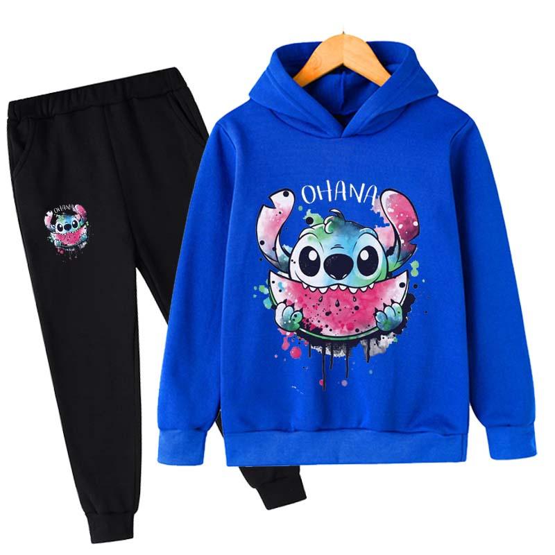 2025 MINISO Stitch Hoodies + Hosen Sets Kinder 1-16 Jahre Anzug Jungen Trainingsanzüge Kinder Marke Sport Anzüge Kleine Monster Hoodies tops + Hosen 2 stücke Set 110 von Joom DACH