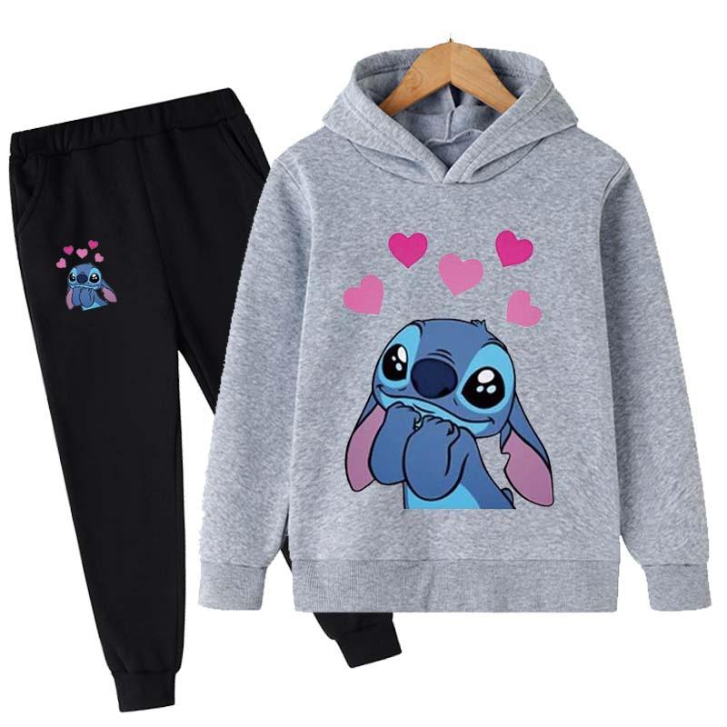 2025 MINISO Stitch Hoodies + Hosen Sets Kinder 1-16 Jahre Anzug Jungen Trainingsanzüge Kinder Marke Sport Anzüge Kleine Monster Hoodies tops + Hosen 2 stücke Set 120 von Joom DACH