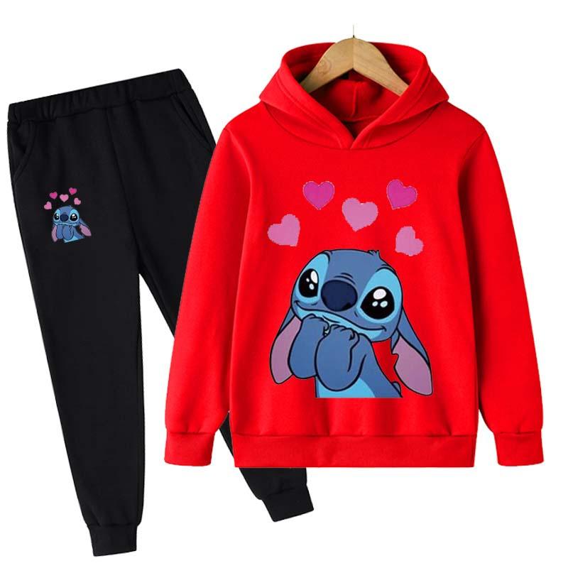 2025 MINISO Stitch Hoodies + Hosen Sets Kinder 1-16 Jahre Anzug Jungen Trainingsanzüge Kinder Marke Sport Anzüge Kleine Monster Hoodies tops + Hosen 2 stücke Set 120 von Joom DACH