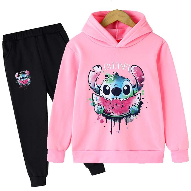 2025 MINISO Stitch Hoodies + Hosen Sets Kinder 1-16 Jahre Anzug Jungen Trainingsanzüge Kinder Marke Sport Anzüge Kleine Monster Hoodies tops + Hosen 2 stücke Set 120 von Joom DACH