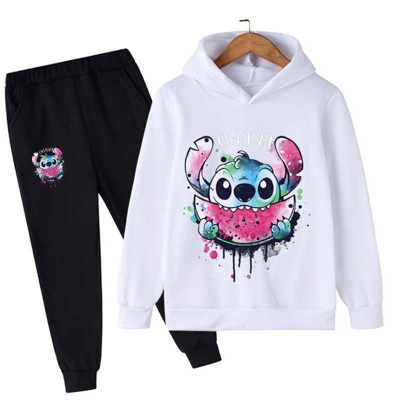 2025 MINISO Stitch Hoodies + Hosen Sets Kinder 1-16 Jahre Anzug Jungen Trainingsanzüge Kinder Marke Sport Anzüge Kleine Monster Hoodies tops + Hosen 2 stücke Set 140 von Joom DACH
