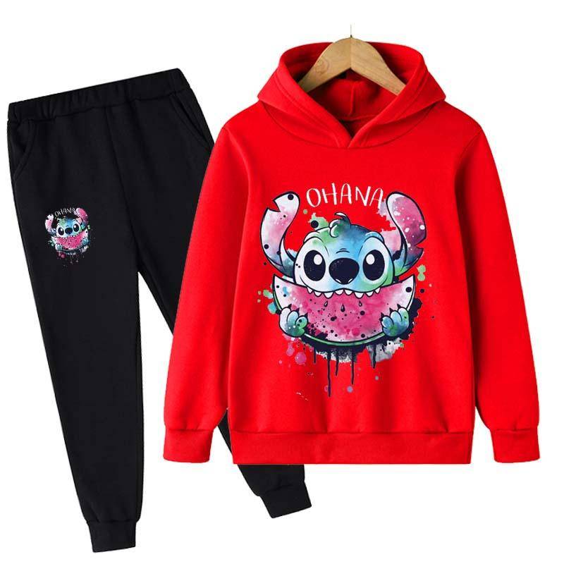 2025 MINISO Stitch Hoodies + Hosen Sets Kinder 1-16 Jahre Anzug Jungen Trainingsanzüge Kinder Marke Sport Anzüge Kleine Monster Hoodies tops + Hosen 2 stücke Set 150 von Joom DACH
