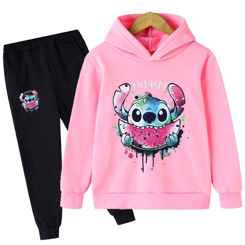 2025 MINISO Stitch Hoodies + Hosen Sets Kinder 1-16 Jahre Anzug Jungen Trainingsanzüge Kinder Marke Sport Anzüge Kleine Monster Hoodies tops + Hosen 2 stücke Set 150 von Joom DACH