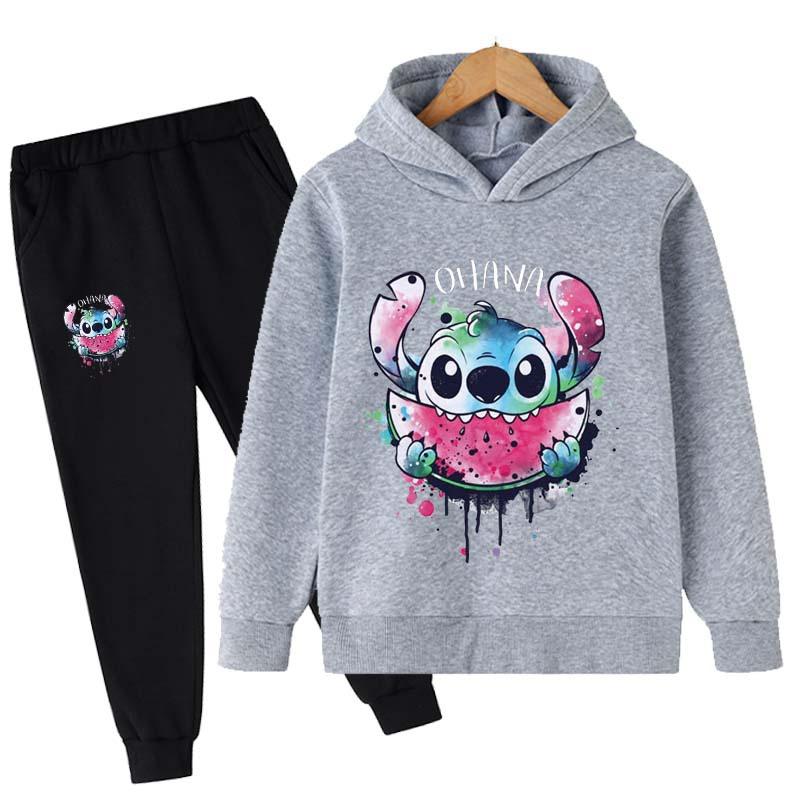2025 MINISO Stitch Hoodies + Hosen Sets Kinder 1-16 Jahre Anzug Jungen Trainingsanzüge Kinder Marke Sport Anzüge Kleine Monster Hoodies tops + Hosen 2 stücke Set 150 von Joom DACH