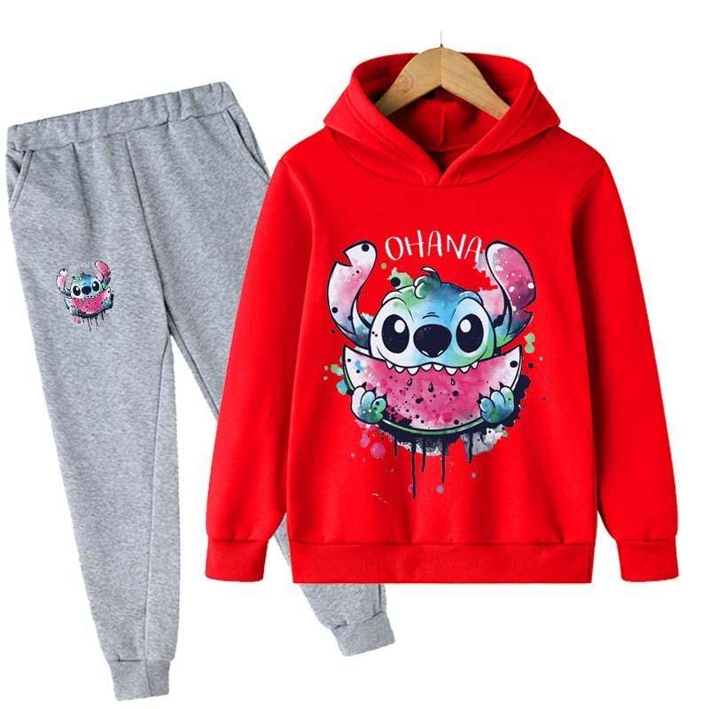 2025 MINISO Stitch Hoodies + Hosen Sets Kinder 1-16 Jahre Anzug Jungen Trainingsanzüge Kinder Marke Sport Anzüge Kleine Monster Hoodies tops + Hosen 2 stücke Set 150 von Joom DACH