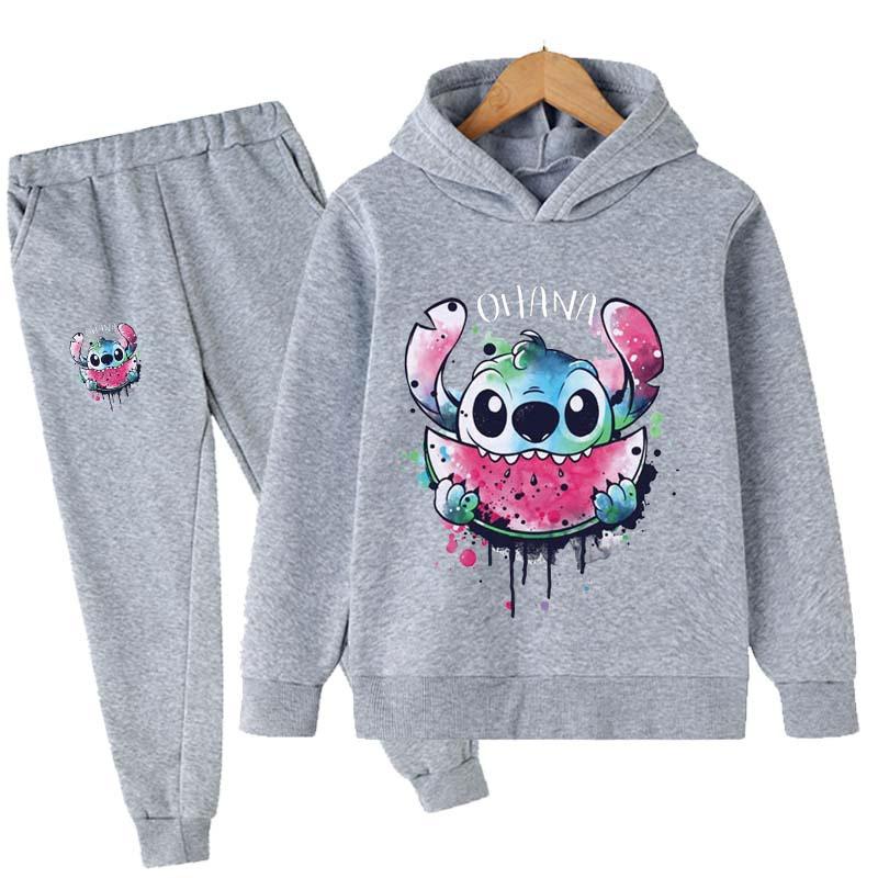 2025 MINISO Stitch Hoodies + Hosen Sets Kinder 1-16 Jahre Anzug Jungen Trainingsanzüge Kinder Marke Sport Anzüge Kleine Monster Hoodies tops + Hosen 2 stücke Set 150 von Joom DACH