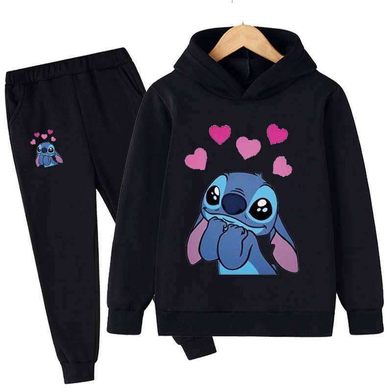 2025 MINISO Stitch Hoodies + Hosen Sets Kinder 1-16 Jahre Anzug Jungen Trainingsanzüge Kinder Marke Sport Anzüge Kleine Monster Hoodies tops + Hosen 2 stücke Set 160 von Joom DACH