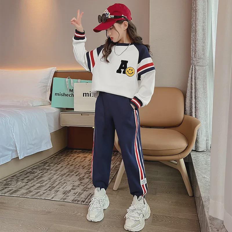 2025 Mädchen Frühling & Herbst Mode: Stylisches zweiteiliges Sweatshirt- und Jogginghosen-Set für Kinder 170 cm von Joom DACH
