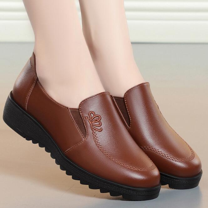 2025 Mode Damen Schuhe Echtes Leder Slipper Damen Freizeitschuhe Weiche Bequeme Schuhe Rutschfeste Damen Ballerinas 40 von Joom DACH