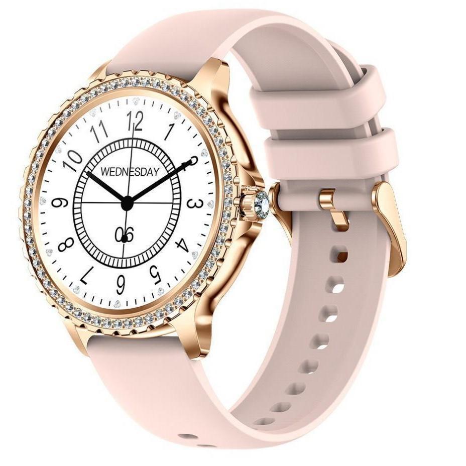 2025 Mode Luxus Gold Damen Smartwatch Herzfrequenz Blutsauerstoff Schlafüberwachung Diamantarmband Bluetooth-Anruf Smartwatch Damen silicone belt gold von Joom DACH